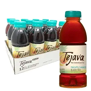 Tejava Pineapple Mango Unsweetened Black Iced Tea, 16.9 fl oz, Pack of 12 - B08KT3V8PF