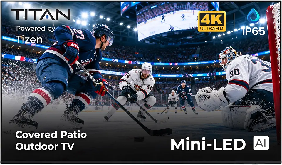 Titan S100 85 Inch Covered Patio Outdoor TV – 4K UHD QLED Smart Outdoor Television, - B0CTKX1BMD