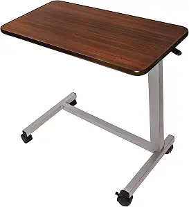 Vaunn Medical Adjustable Overbed Bedside Table with Wheels (Hospital and Home Use) - B00QMNTMXA