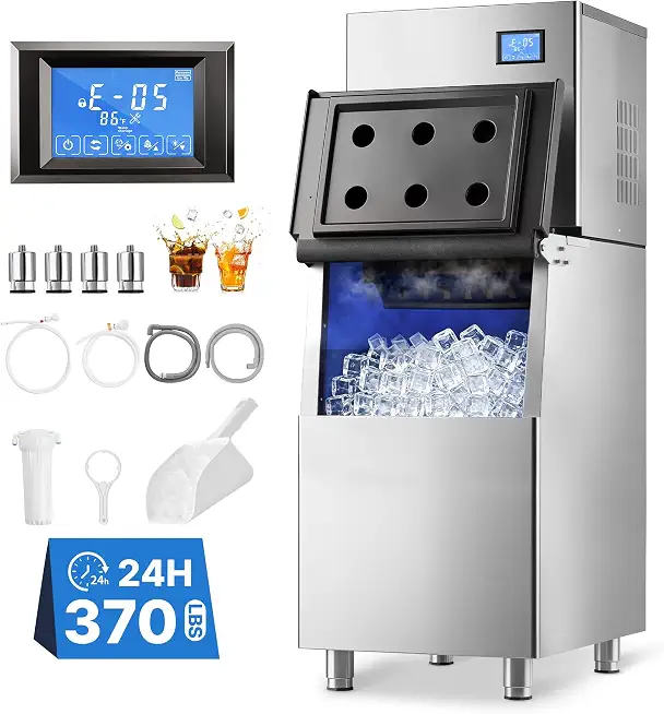 VEVOR Commercial Ice Maker Machine 370 Lbs/24H Ice-Making Stainless Steel - B0HKT6JFYR