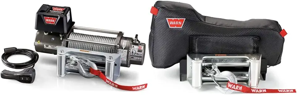 WARN 26502 M8000 Electric Winch + Stealth Series Winch Cover - B0BY8S6L29