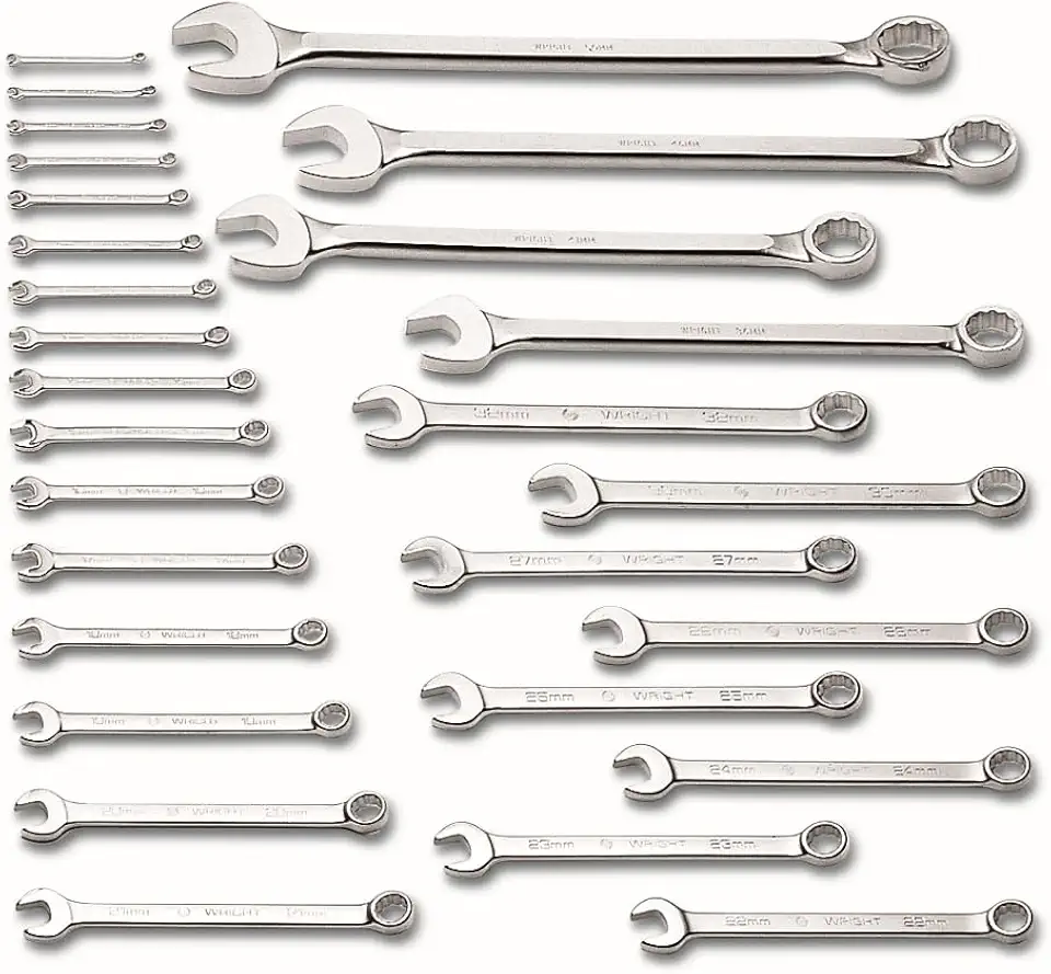 Wright Tool 760 Combination Wrench Set 12 Point Metric Satin Finish 28 Piece 6MM - - B002M3W4GQ