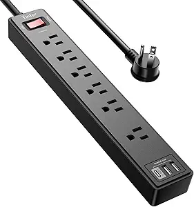 Yintar 6Ft Surge Protector Power Strip with 6 Outlets & 3 USB Ports, Black - B08MTBCXWX